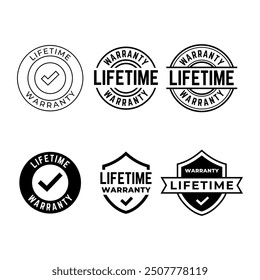 Set of Lifetime Warranty Stamp, Imprint, Seal Template in flat color. Vector Stock Illustration