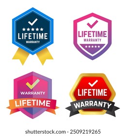 Set of Lifetime Warranty Stamp, Imprint, Seal Template. Vector Stock Illustration