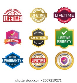 Set of Lifetime Warranty Stamp, Imprint, Seal Template. Vector Stock Illustration