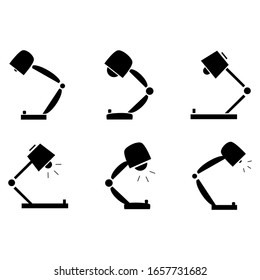 Set of lifferent desk lamps. Isolated vector minimal design of a light lamp.