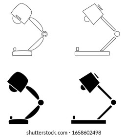 Set of lifferent desk lamps. Isolated vector minimal design of a light lamp.