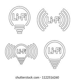 Set Li-Fi icons, outline design template, vector illustration