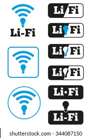 Set of Li-Fi and wireless access icons. Li-Fi zone signs design concepts. Can be used for company logos, business identity, print products, page and web decor or other design.