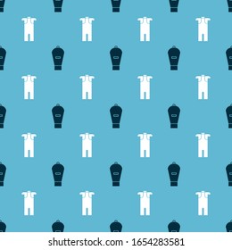 Set Lift bag and Wetsuit for scuba diving on seamless pattern. Vector