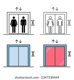 Set of Lift elevator icon, graphic design sign, building doorway symbol vector illustration .