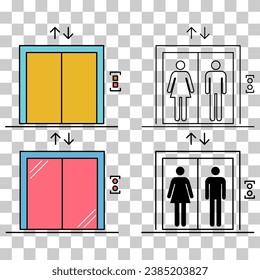 Set of Lift elevator icon, graphic design sign, building doorway symbol vector illustration .