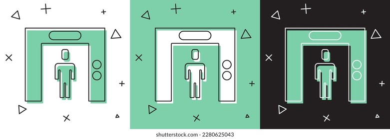 Set Lift icon isolated on white and green, black background. Elevator symbol.  Vector