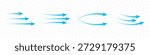 Set of light blue air flow, wind direction, or water currents vector icons