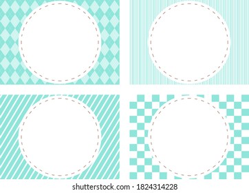 set of light blue check,stripe,argyle pattern and circle copy space