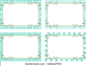 set of light blue check,stripe,argyle pattern backdrop and leaf frame