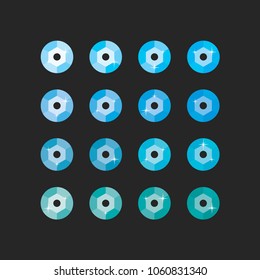 Set with light blue, colorful sequins, glitters, sparkles, paillettes. Disco party, light music with shiny sequins. Colour dots glitter texture. Metallic glowing cloth. Bright element. Repeat.
