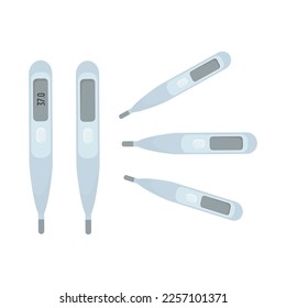Set of light blue electronic thermometer