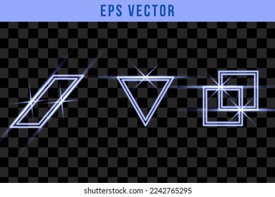 Set light blue geometric shape, for use on dark background. Transparency only in vector format