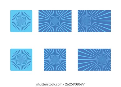 Set of light blue sunburst patterns in various shapes.