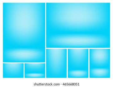 Set of Light Blue Violet clear empty studio vector backgrounds for product presentation, a4 format