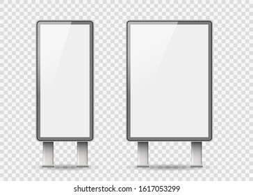 Set of Light boxes template. Outdoor 3d Retail lighting billboards. Advertising promotion, signboard and announcement lightbox screen. 