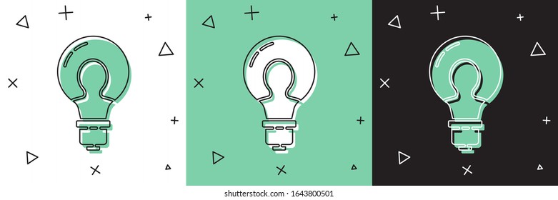 Set Light bulb with concept of idea icon isolated on white and green, black background. Energy and idea symbol. Inspiration concept.  Vector Illustration