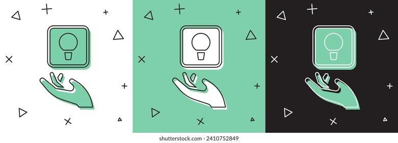 Set Light bulb with concept of idea icon isolated on white and green, black background. Energy and idea symbol. Inspiration concept.  Vector