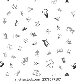 Fijar bombilla, organigrama jerárquico, flecha de posición y porcentaje hacia arriba en un patrón sin fisuras. Vector