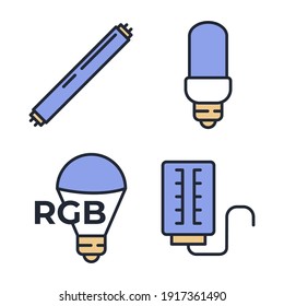 Set of Light Bulb icon. Light Bulb lamp pack symbol template for graphic and web design collection logo vector illustration