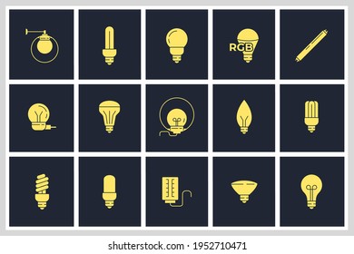 Set of Light Bulb icon. Light Bulb lamp pack symbol template for graphic and web design collection logo vector illustration