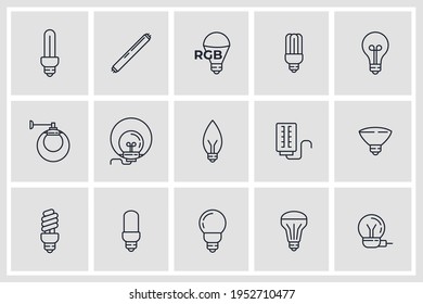 Set of Light Bulb icon. Light Bulb lamp pack symbol template for graphic and web design collection logo vector illustration