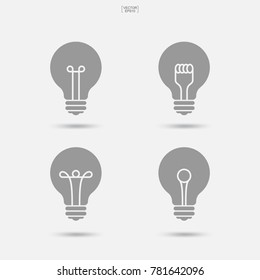 Set of light bulb icon. Lamp icon. Abstract sign and symbol for thinking concept. Vector illustration.
