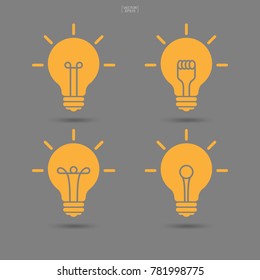 Set of light bulb icon. Lamp sign and stmbol. Vector illustration.