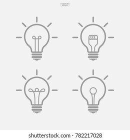 Set of light bulb icon. Lamp sign and stmbol. Vector illustration.