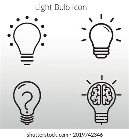 set of Light bulb icon, line isolated or logo isolated sign symbol vector, outline and stroke style Collection of high-quality color style vector illustration,