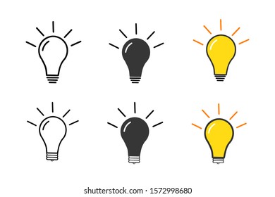 Set of light bulb icon on white background. vector Illustration