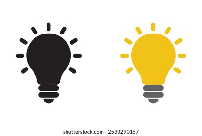 A set of light bulb icon on white background. Idea symbol. Electric lamp, light, innovation, solution, creative thinking, electricity, Flaticon vector illustration.