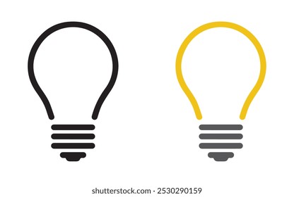 A set of light bulb icon on white background. Idea symbol. Electric lamp, light, innovation, solution, creative thinking, electricity, Flaticon vector illustration.