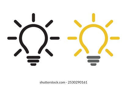 A set of light bulb icon on white background. Idea symbol. Electric lamp, light, innovation, solution, creative thinking, electricity, Flaticon vector illustration.