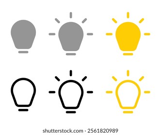 set of light bulb icon on white background. Idea symbol. Electric lamp, light