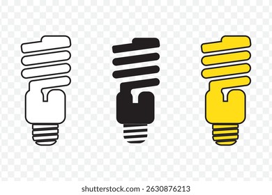 A set of light bulb icon on white background. Idea symbol. Electric lamp, light, innovation, solution, creative thinking, electricity. Outline, flat and colored style. Flat design. EPS 10.