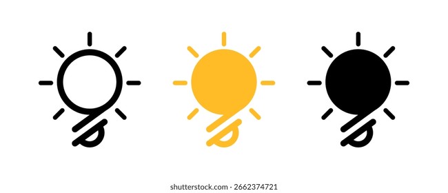 Un conjunto de icono de bombilla sobre fondo blanco. Esquema, diseño de Vector de estilo coloreado y plano.