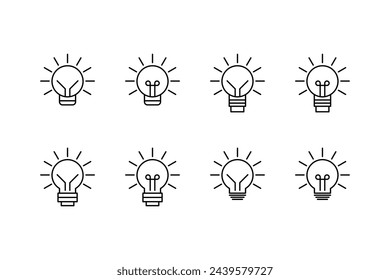 set of light bulb icon vector outline design template