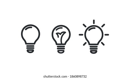 Conjunto de iconos de la bombilla. Concepto de idea. Ilustración vectorial.
