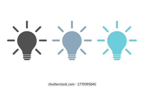 Set of Light Bulb Icons, Flat Vector Design