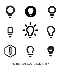 Set of light bulb icons isolated on white background. 