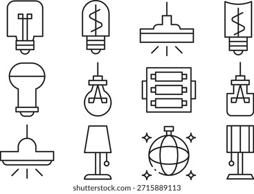 Conjunto de iconos de bombilla aislados sobre fondo transparente