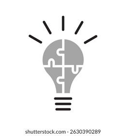 A set of light bulb icons on white background. Idea symbol. Electric lamp, light, innovation, solution, creative thinking, electricity.