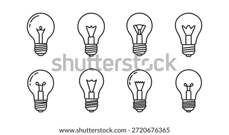 A set of light bulb icons, showcasing a distinctive and minimalist silhouette style.