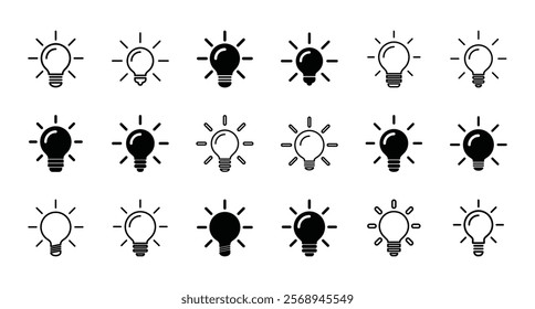 Set of light bulb icons vector. Idea symbol illustration on white background