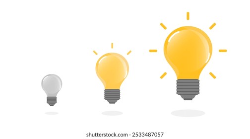 Set of light bulb isolated on white background. Vector illustration. Collection