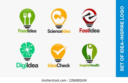 Set of Light Bulb logo designs concept vector, Inspirational logo template