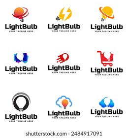 Set of Light bulb logo template. Electrical vector design.
