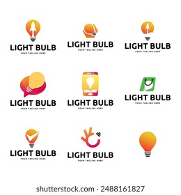 Set of Light bulb logo template. Electrical vector design.