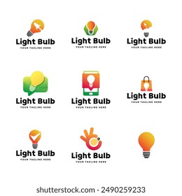 Set of Light bulb logo template. Electrical vector design.